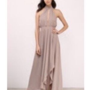Tobi High Low Halter Dress in Beige